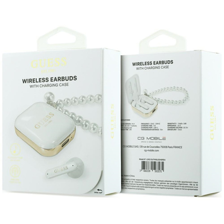 Słuchawki TWS Guess Pearl Strap biały