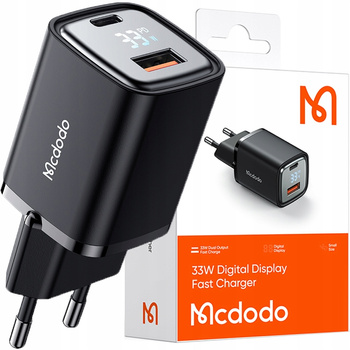 Ładowarka USB/USB-C, Nano, z wyświetlaczem, Gan 33W Pd, Mcdodo