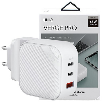 Ładowarka sieciowa Uniq Verge Pro 66W GaN USB-C - biała