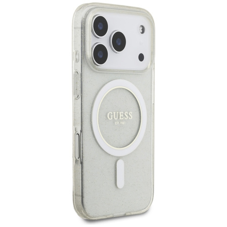 Etui Guess IML Glitter Pearl Strap MagSafe do iPhone 17 Pro przezroczysty