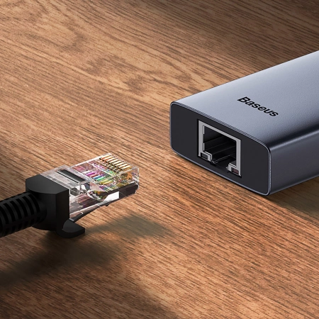 BASEUS HUB USB-A 4W1 DO LAPTOPA PC 3 X USB-A 3.0 RJ45 ZŁĄCZE SZYB