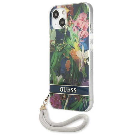 Guess GUHCP13SHFLSB iPhone 13 mini 5,4" niebieski/blue hardcase Flower Strap