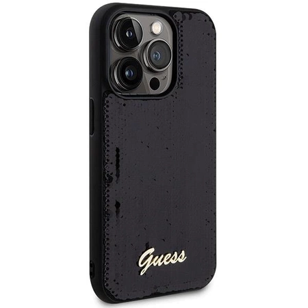 Etui Guess Sequin Script Metal na iPhone 13 Pro Max - czarne