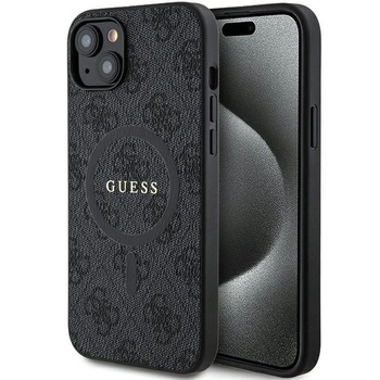 Etui Guess 4G Collection Leather Metal Logo MagSafe na iPhone 14 / 15 / 13 - czarne