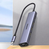 Ugreen adapter konwerter HUB 5w1 USB C - 3x USB 3.0 / HDMI / RJ45 szary (CM475)