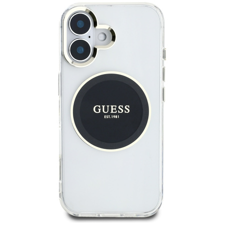 GUESS ETUI POKROWIEC DO IPHONE 16 DO MAGSAFE LOGO METALOWE OKRĘG ZŁOTE