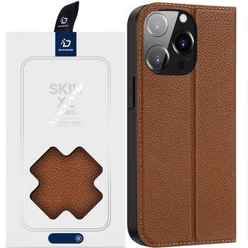 Dux Ducis Skin X2 etui do iPhone 14 Pro pokrowiec z magnetyczną klapką brązowy