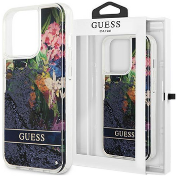 Guess GUHCP13LLFLSB iPhone 13 Pro / 13 6,1" niebieski/blue hardcase Flower Liquid Glitter