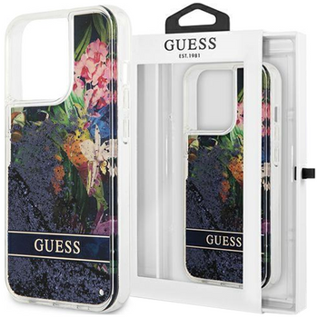 Guess GUHCP14LLFLSB iPhone 14 Pro 6,1" niebieski/blue hardcase Flower Liquid Glitter