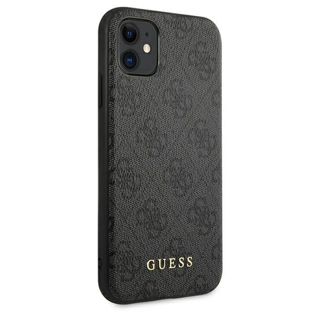 GUESS ETUI HARD CASE DO IPHONE 11 6,1 Xr 4G METAL GOLD LOGO Z LOGO SZARY