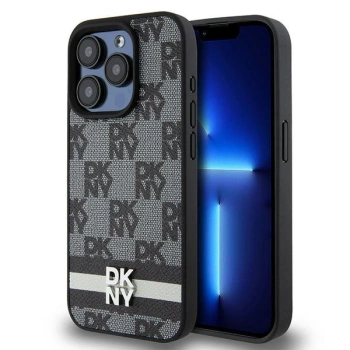 DKNY ETUI HARDCASE DO IPHONE 15 PRO 6.1 CHECKERED MONO SKÓRZANE Z