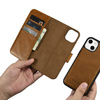 iCarer Oil Wax Wallet Case 2in1 etui iPhone 14 Plus skórzany pokrowiec z klapką Anti-RFID brązowy (WMI14220723-TN)