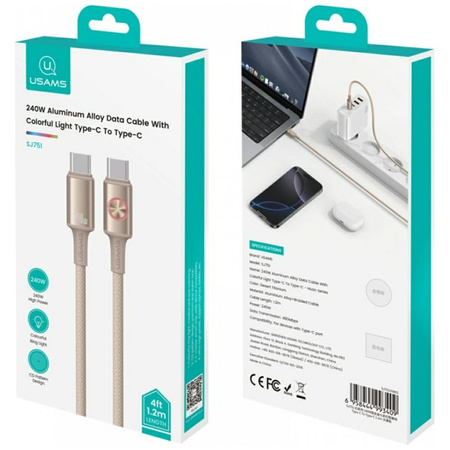 USAMS KABEL Huan Series SJ751 240W DO USB-C DO USB-C 1,2M TRANSMISJA DANYCH