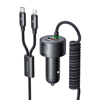 Ładowarka samochodowa Mcdodo CC-0370, USB-C, Lightning, 120W, chowane kable