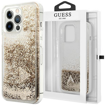 Guess GUOHCP13XGLHFLGO iPhone 13 Pro Max 6,7" gold/złoty hardcase Glitter Charms
