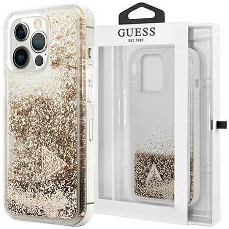 Guess GUOHCP14LGLHFLGO iPhone 14 Pro 6,1" złoty/gold hardcase Glitter Charms