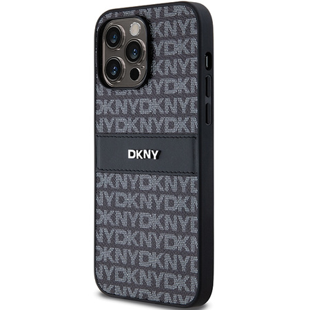 DKNY POKROWIEC HARDCASE DO IPHONE 14 PRO SKÓRA Z METALOWYM LOGO MONO STRIPE