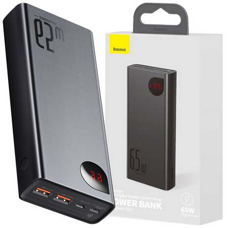 Baseus Adaman powerbank 2x USB / 1x USB Typ C / 1x micro USB 20000mAh 65W Quick Charge 4.0 Power Delivery czarny (PPIMDA-D01)
