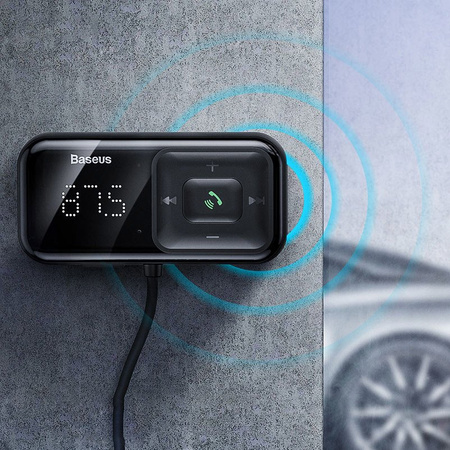 Baseus S-16 Transmiter FM Bluetooth 5.0 2x USB ładowarka samochodowa AUX MP3 TF micro SD 3,1 A czarny (CCTM-E01)