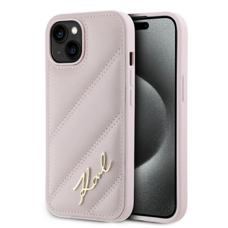 KARL LAGERFELD ETUI HARDCASE DO IPHONE 14 15 13 6,1 DIAGONAL QUILTED SCRIPT
