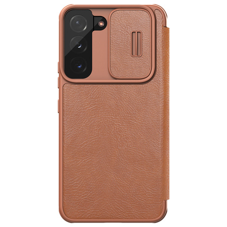 Nillkin Qin Leather Pro Case etui do Samsung Galaxy S22+ (S22 Plus) osłona na aparat kabura pokrowiec obudowa z klapką brązowy