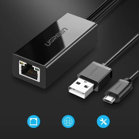 UGREEN KARTA SIECIOWA ZEWNETRZNA DO CHROMECAST ZŁĄCZE MICRO USB 100MB/S 1M