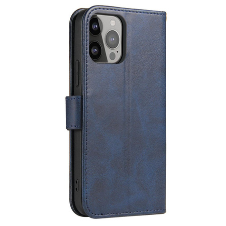 Magnet Case elegancki futerał etui pokrowiec z klapką i funkcją podstawki iPhone 14 Plus niebieski