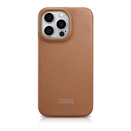 iCarer CE Premium Leather Folio Case skórzane etui iPhone 14 Pro z klapką magnetyczne MagSafe brązowy (WMI14220714-BN)