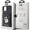 Etui Karl Lagerfeld Saffiano Cardslots and Stand Monogram Choupette do iPhone 15 - czarne