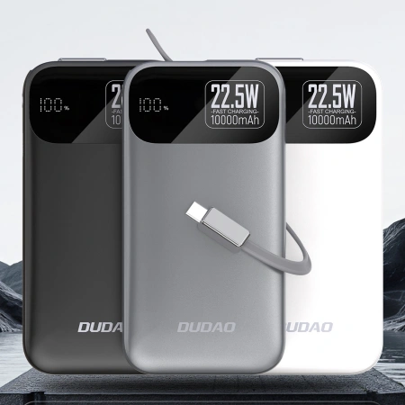 DUDAO POWERBANK K31 10000MAH 22,5W PD Z WBUDOWANYM KABLEM DO IPHONE 11 12