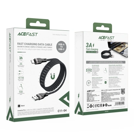 ACEFAST KABEL 3A USB-A DO USB-C 1,2M MAGNETYCZNY OPOLOC DO TELEFONÓW IPHONE