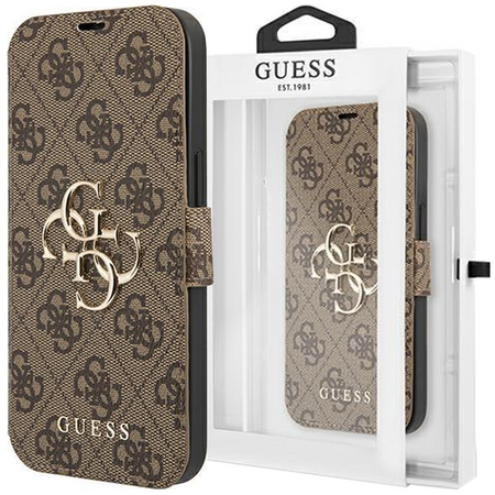 Etui Guess GUBKP13X4GMGBR na iPhone 13 Pro Max - brązowe book 4G Big Metal Logo