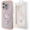 Etui Hello Kitty Ring Stand Glitter Electrop Logo MagSafe na iPhone 15 Pro - różowe