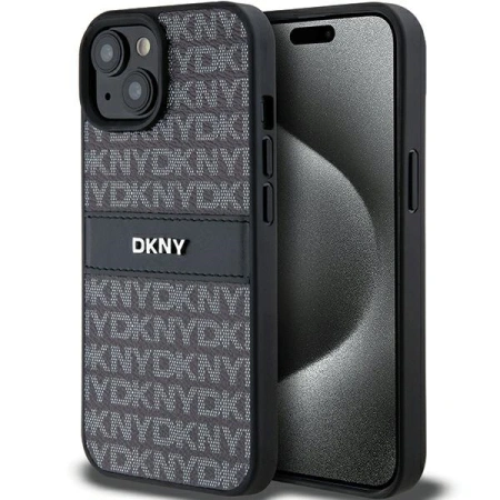 DKNY ETUI HARDCASE DO IPHONE 15 14 13 6.1 Z METALOWYM LOGO I MONO STRIPE