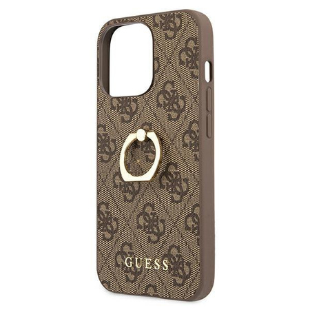 Etui Guess GUHCP13L4GMRBR na iPhone 13 Pro / 13 - brązowe 4G with ring stand