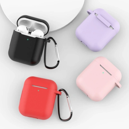 HURTEL ETUI DO AIRPODS 2 1 SILIKONOWY POKROWIEC Z BRELOKIEM I KARABIŃCZYK