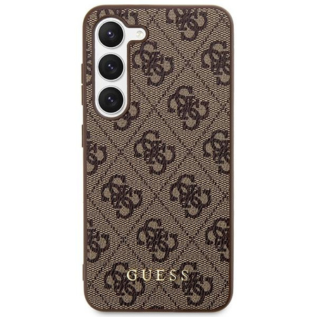 Etui Guess GUHCS23SG4GFBR S23 S911 - brązowe 4G Metal Gold Logo