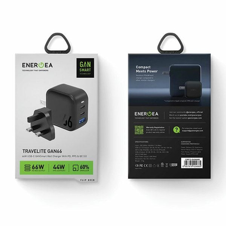 ENERGEA ład. siec. 1xUSB+2xUSB-CPD-PPS-QC 3.0 66W 2C1A czarny/black US+EU Travelite GAN66