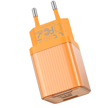 JELLICO ładowarka sieciowa EU55 GaN PD 33W 1xUSB-C + 1xUSB QC3.0 Pomarańczowy
