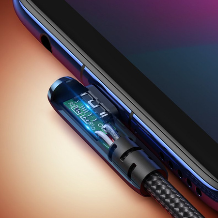 Ugreen kątowy kabel przewód z bocznym wtykiem USB - USB Typ C 5 A Quick Charge 3.0 AFC FCP 0,5 m czarny (70431 US313)