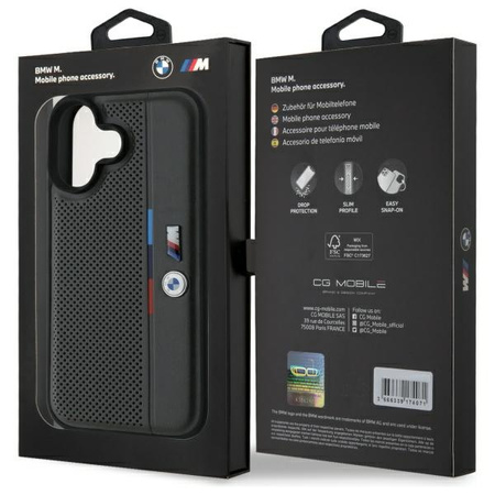 BMW HARDCASE DO IPHONE 16.1 PERFOROWANE ANTRACYT Z TRICOLOR BMHCP16S23PUPVA