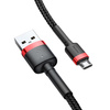 Baseus Cafule Cable wytrzymały nylonowy kabel przewód USB / micro USB QC3.0 2.4A 1M czarno-czerwony (CAMKLF-B91)