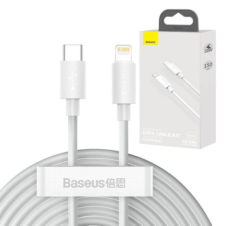 BASEUS KABEL USB-C DO LIGHTNING 20W DO IPHONE 11 12 13 14 1.5M 2SZT ZESTAW
