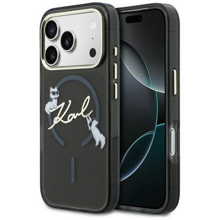 Etui Karl Lagerfeld IML Choupettes Karl Script Logo MagSafe do iPhone 17 Pro Max czarny