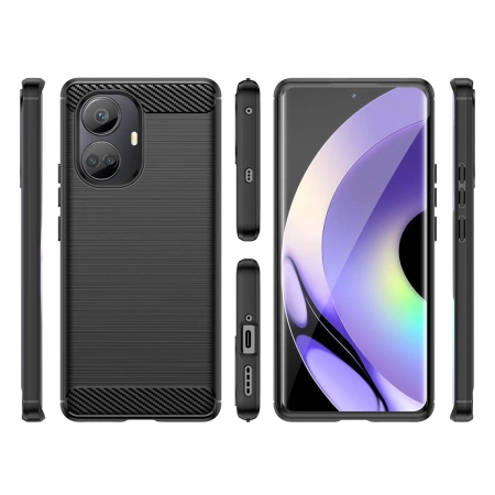 HURTEL ETUI CARBON CASE DO REALME 10 PRO+ ELASTYCZNY POKROWIEC SILIKONOWY