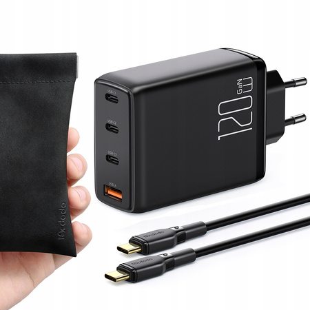 £adowarka do telefonu, GaN, Fast, USB-C/ USB, 4 Porty, 120W, kabel USB-C, Mcdodo