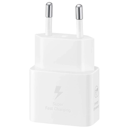 Ładowarka sieciowa GaN Samsung EP-T2510XWEGEU 25W SFC z kablem USB-C - biała