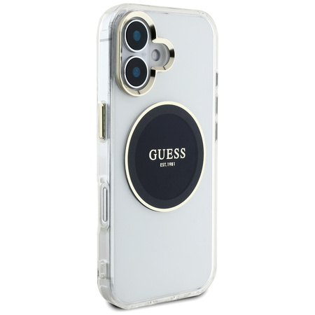 GUESS ETUI POKROWIEC DO IPHONE 16 DO MAGSAFE LOGO METALOWE OKRĘG ZŁOTE