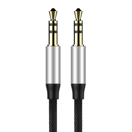 Baseus Yiven M30 kabel audio stereo AUX 3,5 mm męski mini jack 1,5m srebrno-czarny (CAM30-CS1)