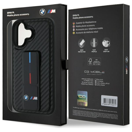 BMW POKROWIEC HARDCASE DO IPHONE 16 6.1 Z M GRIP STAND I CARBONOWYM WZOREM